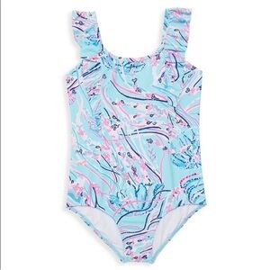 Lilly Pulitzer Ariana girls swimsuit bayside blue size 14